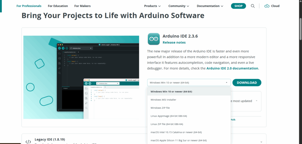 Arduino IDE Website