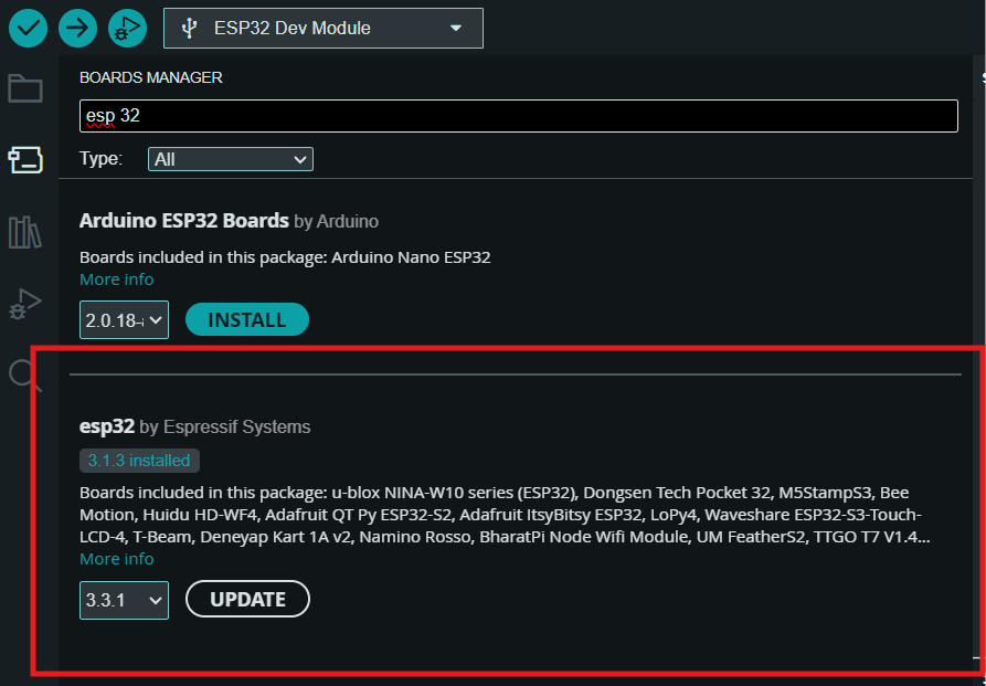 ESP32 Board Manager