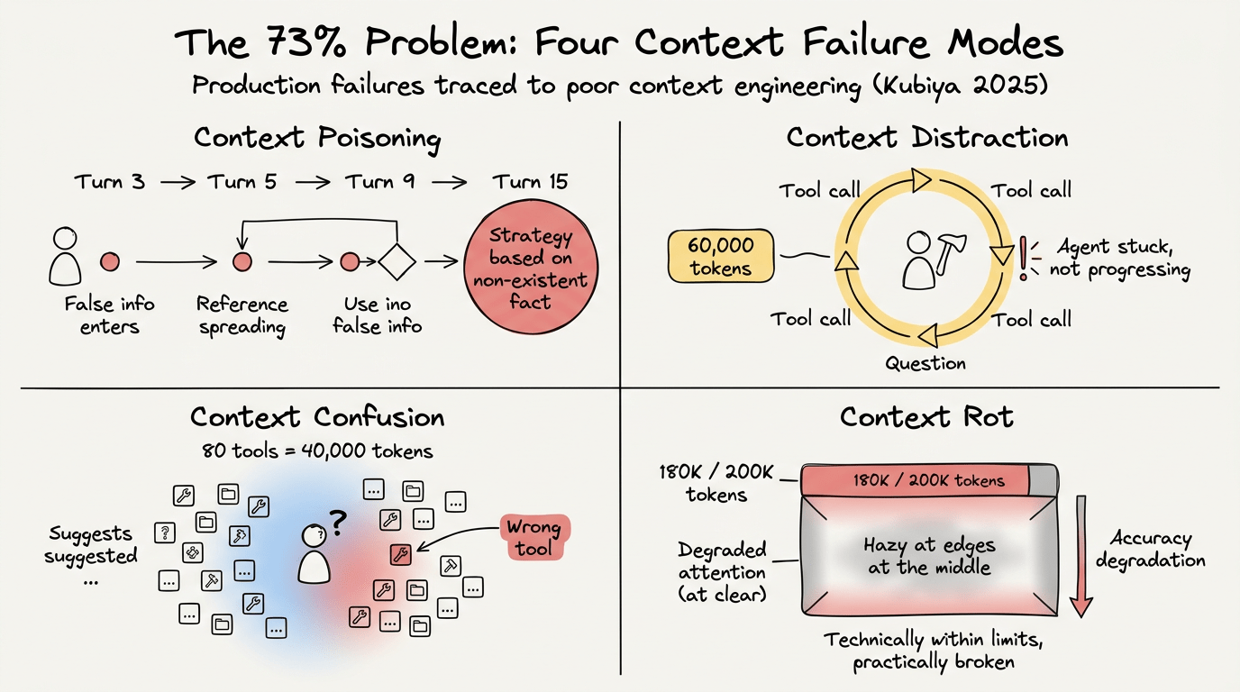 The four dominant context failure modes in production AI systems