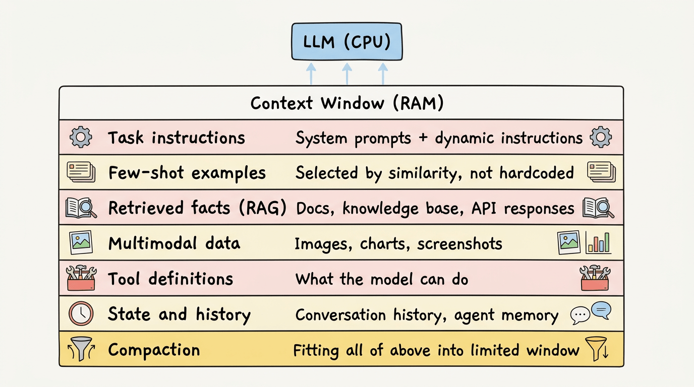 Context Engineering = Quản lý Những gì trong RAM — 7 thành phần cung cấp cho mỗi quyết định LLM
